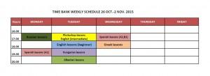 Weekly timetable